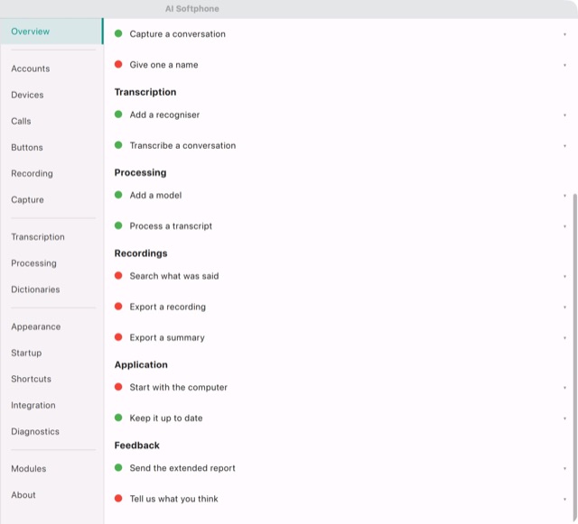 The rest of the Overview checklist