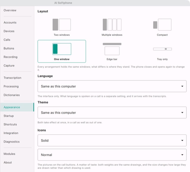 Settings → Appearance