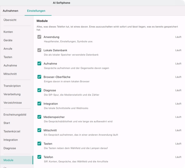 Einstellungen → Module