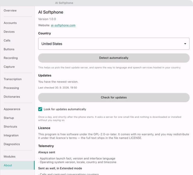 Settings → About