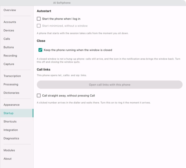 Settings → Startup