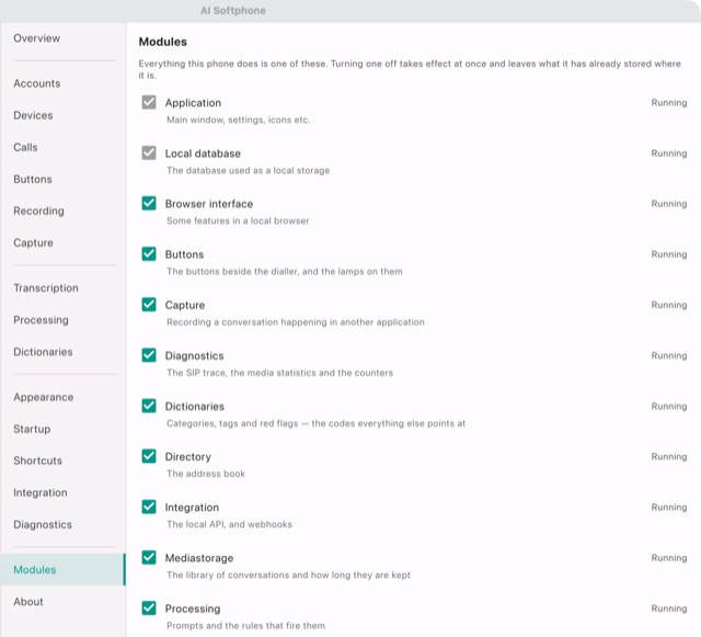 Settings → Modules