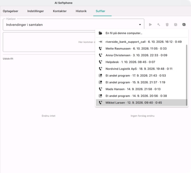 Prøve…: samtalerne i biblioteket og en fil på denne computer