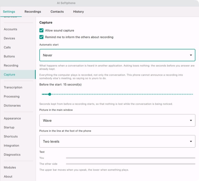 Settings → Capture