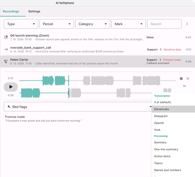 The sparkles menu: Transcription with four recognisers, Processing with the prompts
