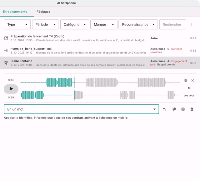 En un mot : le résumé en une ligne de l'appel