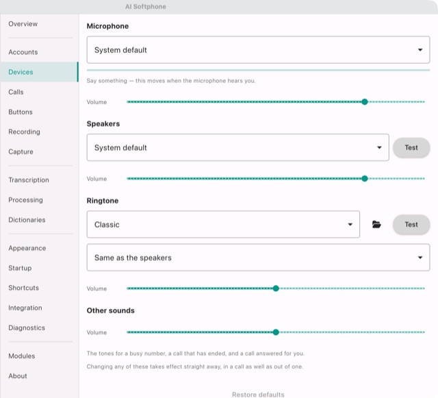 Settings → Devices